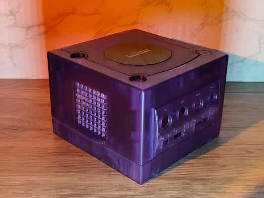 Crystal Purple Clear Transparent Replacement Shell Case for GameCube - Enhance Your Console's Look!