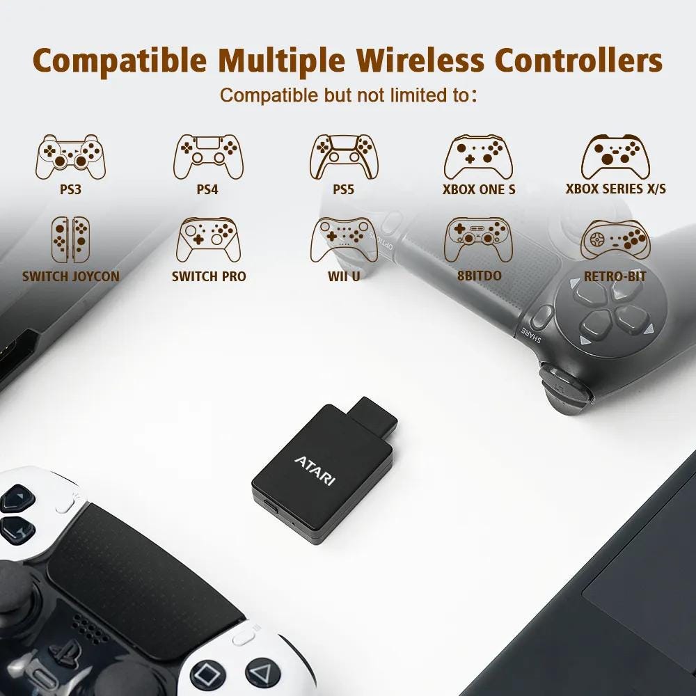 Wireless Controller Adapter for Atari 2600 – Compatible with Modern Controllers for Retro Gaming Freedom