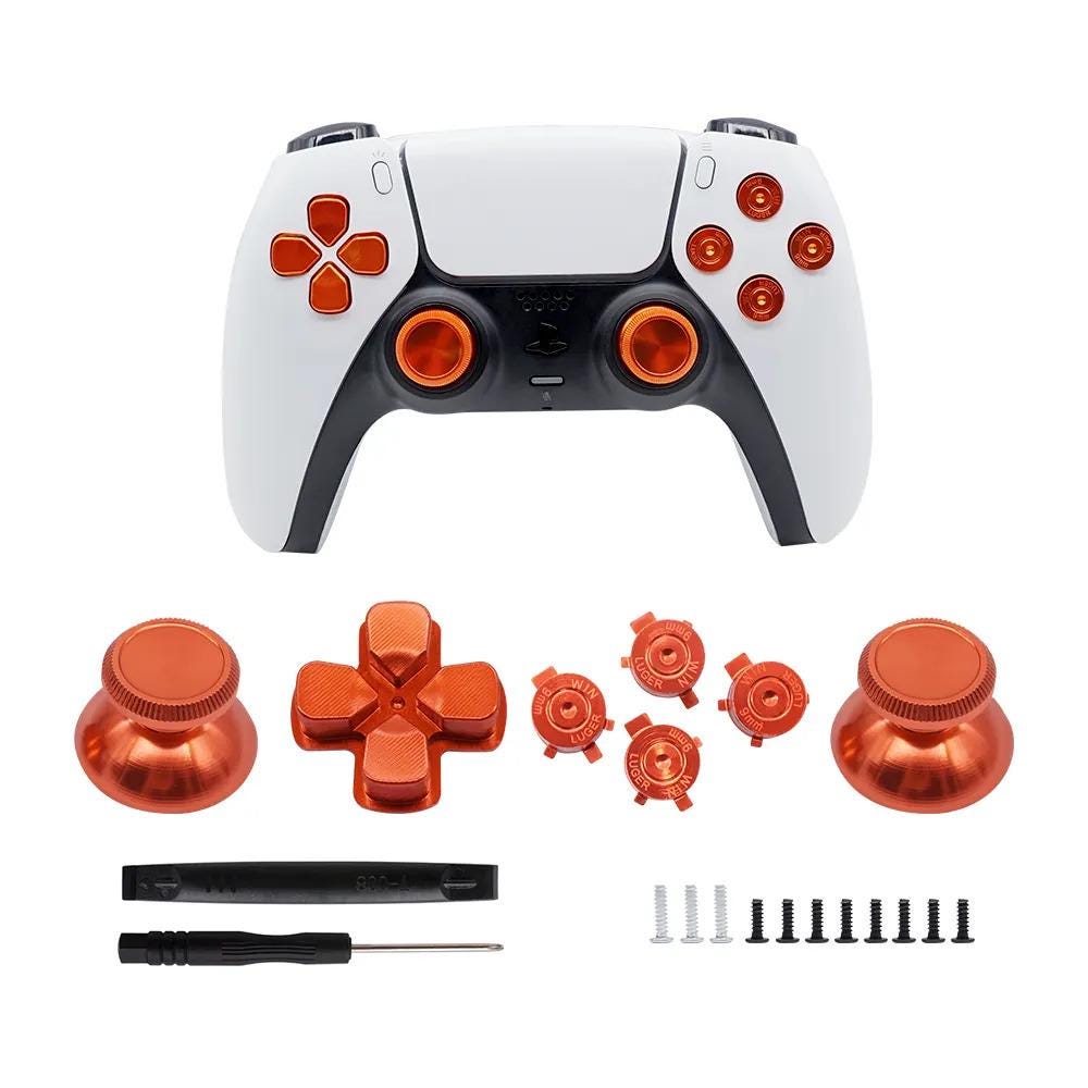 Metal D-Pad and Buttons for PS5 Controller – Orange, Black, Blue & Silver